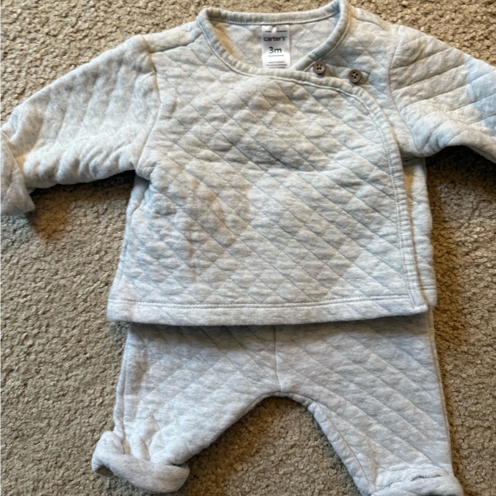 Carter's Quilted Baby Set in Soft Gray